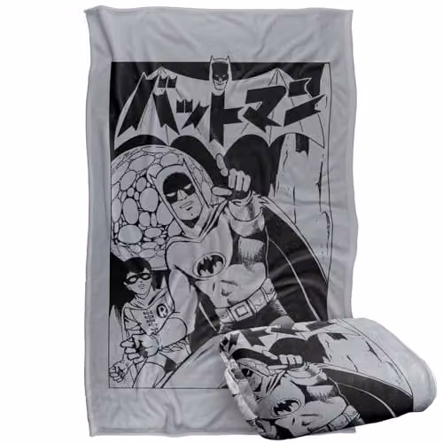 LOGOVISION Batman and Robin Kanji Super Soft Fleece Throw Blanket, Multicolour, W/D/H: 91 x 147 cm – 1