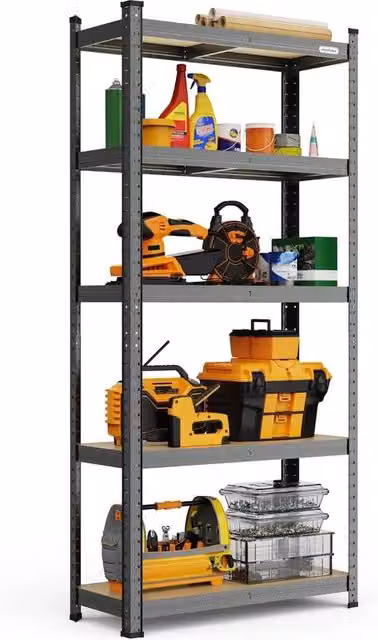 VonHaus Nestlune 5-Tier Heavy Duty Garage Shelving Unit, Grey, W/D/H: 100 x 52 x 150 cm – 1
