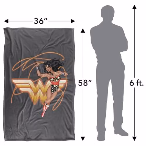 Warner Bros. JLA Wonder Woman Glowing Lasso Super Soft Fleece Throw Blanket, Multicolour, W: 91.44 cm x L: 147 cm – 4
