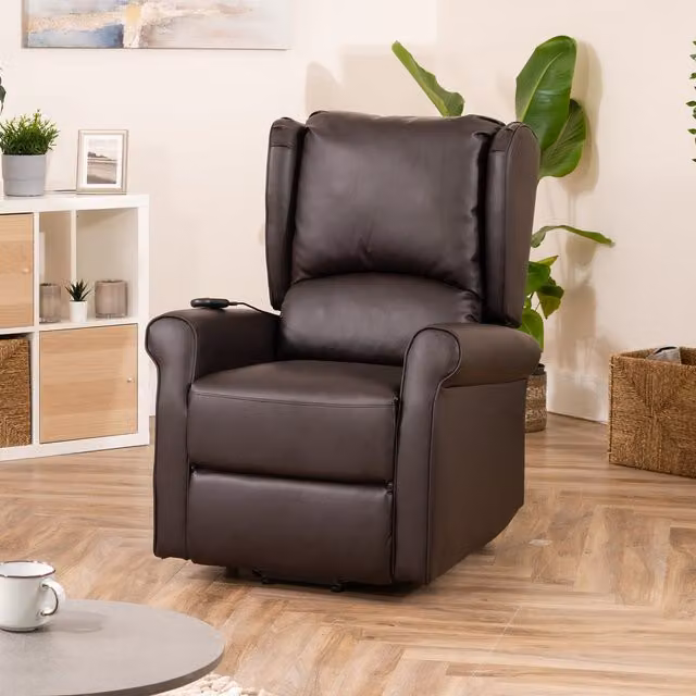 Artemis Home Corcoran Electric Riser Recliner Chair with Massage and Heat in Brown Bonded Leather