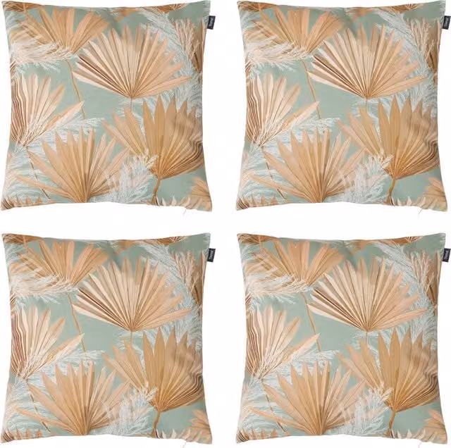 ICON Pampas Grass Print Outdoor Square Cushion in Beige and Yellow