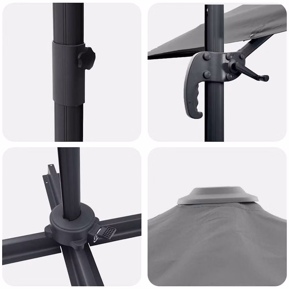 Berkfield Home Modern Cantilever Umbrella in Anthracite Polyester and Steel – 3