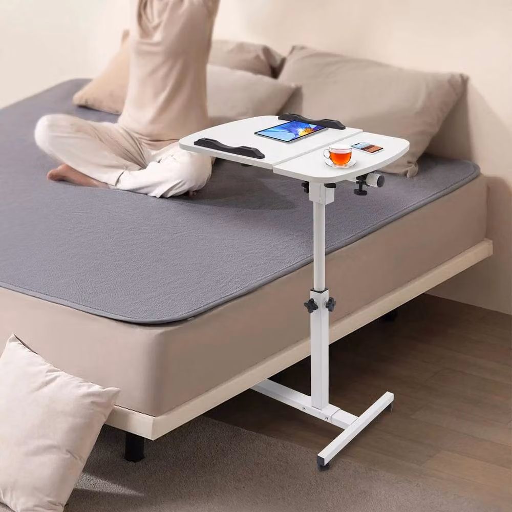 FLAVORA Adjustable Laptop Desk Stand with Wheels in White – 3