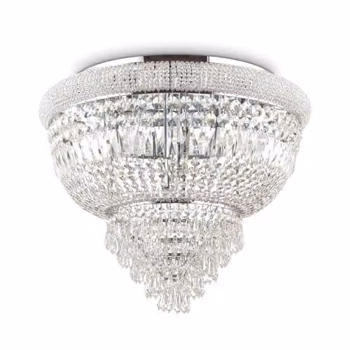 Ideal Lux Dubai 6-Light Crystal Ceiling Chandelier in Chrome with E14 Bulbs