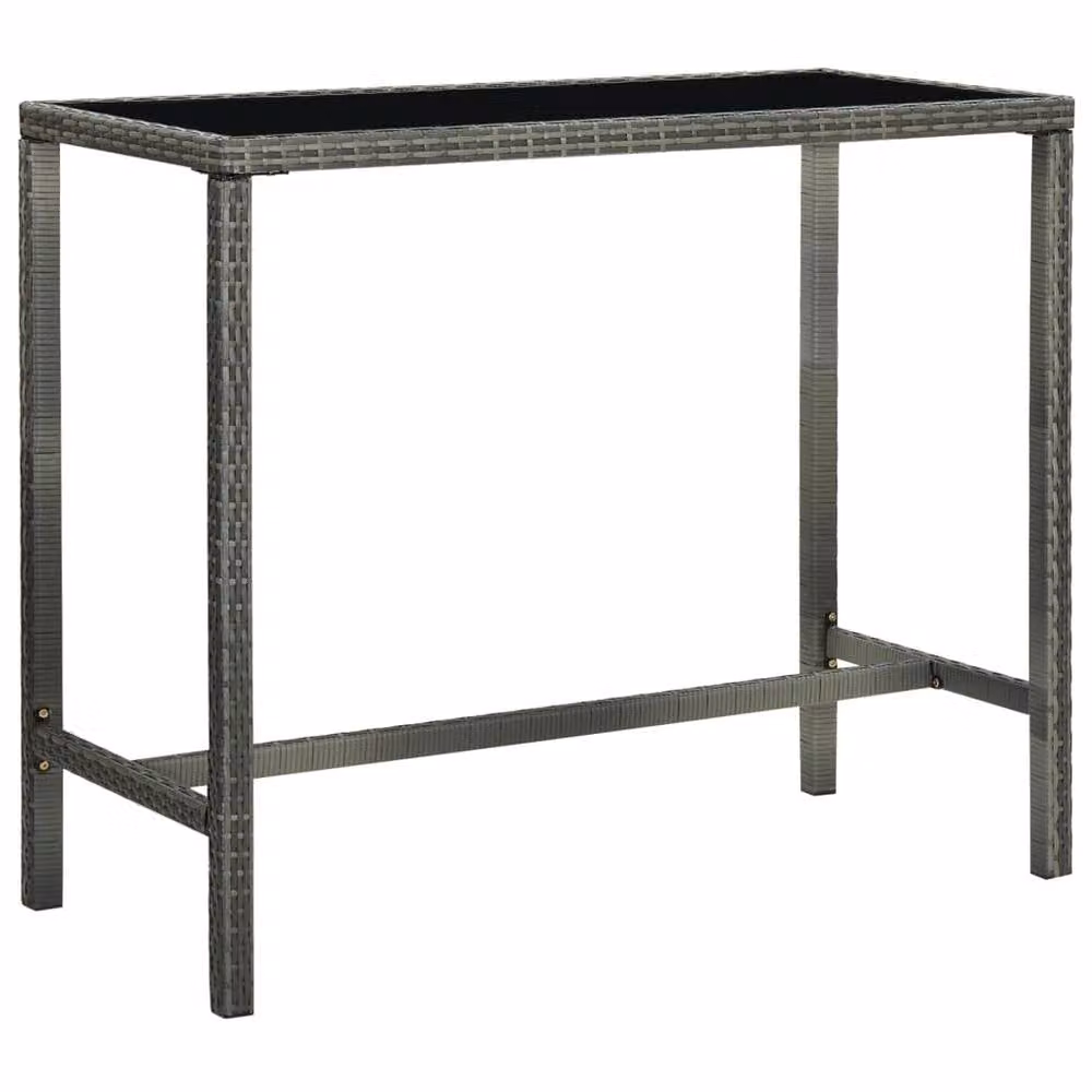 Berkfield Home Grey Poly Rattan and Glass Garden Bar Table, W/D/H: 130 x 60 x 110 cm – 2