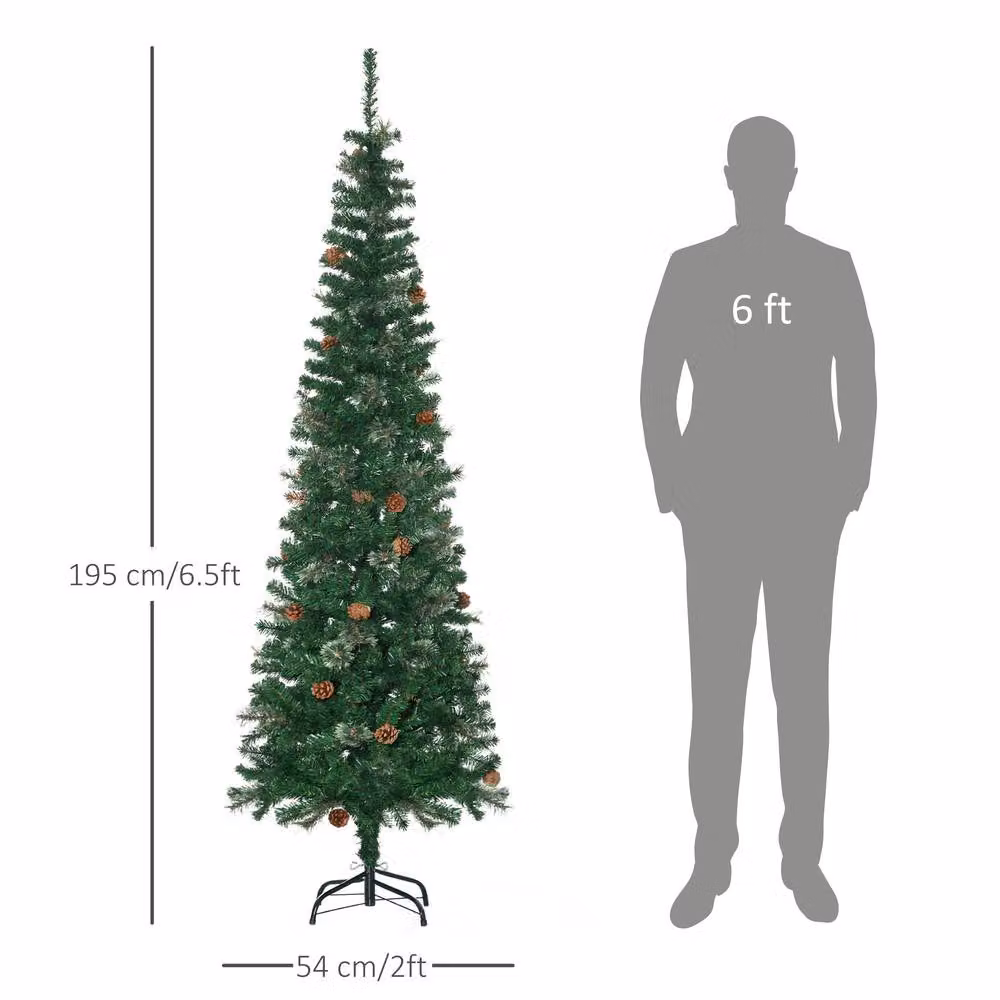 STILVORA Unlit Artificial Christmas Tree with Pine Cones, Green – 3