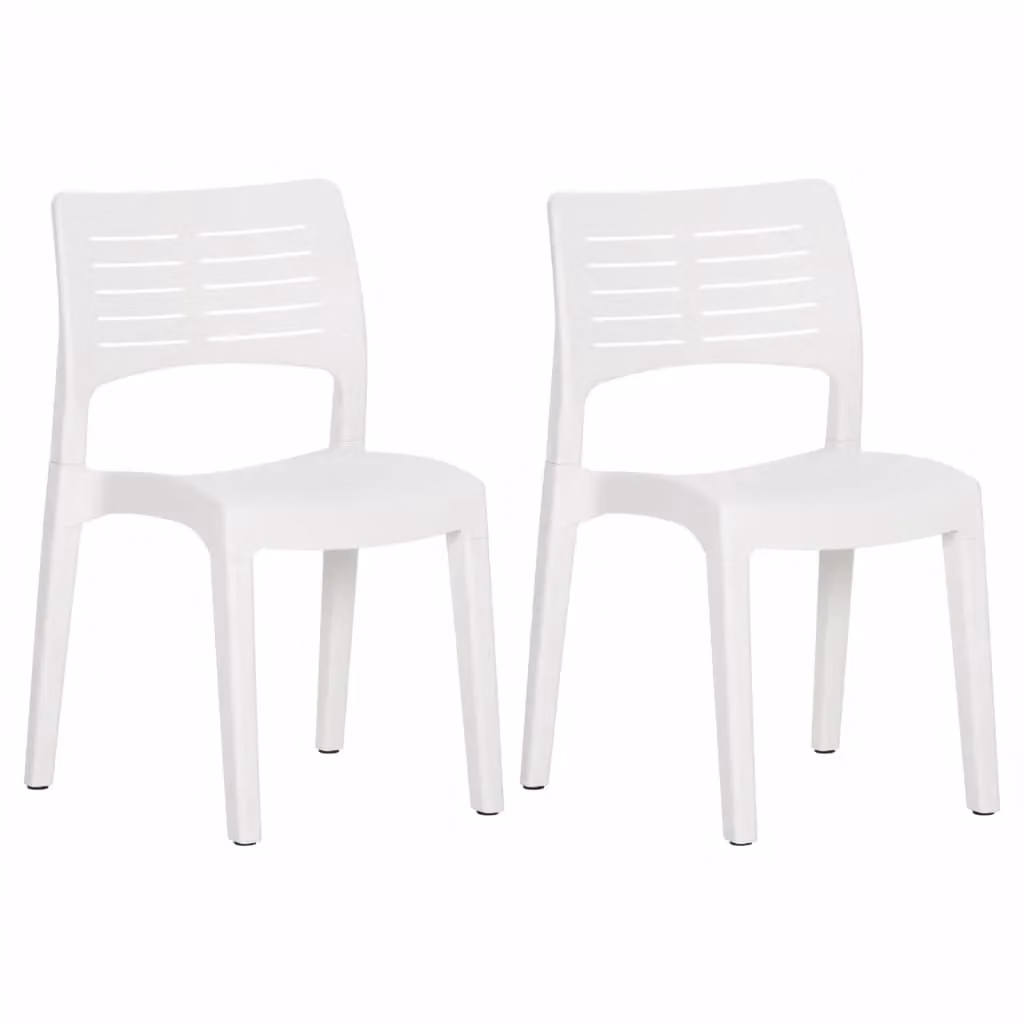 Berkfield Home Set of 2 Modern White Polypropylene Garden Chairs – 2