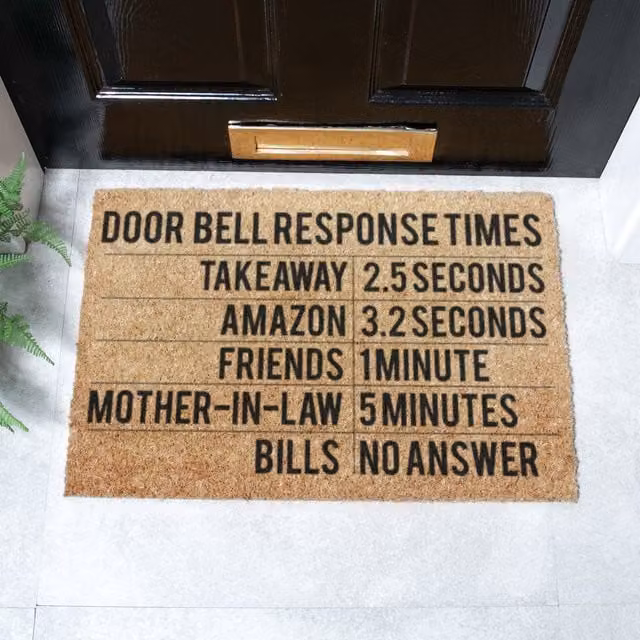 Artsy Mats Door Bell Response Times Doormat, Brown, Coir and Natural Rubber, Non-Slip and Weatherproof