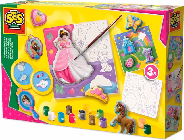 SES Princesses Casting and Painting Kit with 3 Multicolour Plaster Canvases