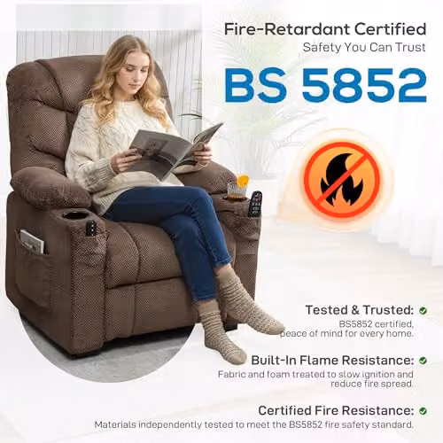 HOMCOM Electric Massage Recliner Armchair in Brown with Vibration, Heat, USB Port and Cup Holders – 8