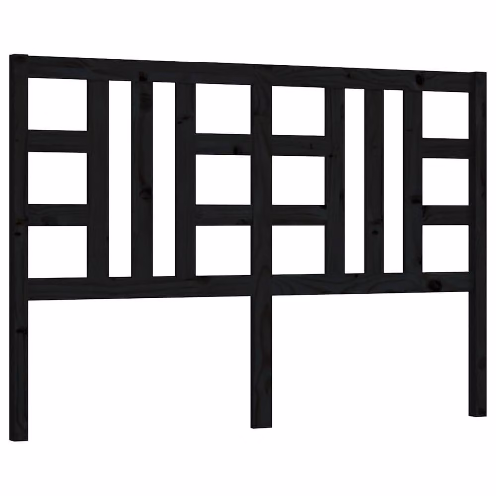 Berkfield Home Beautiful Modern Black Solid Pine Wood Bed Headboard, W: 126 cm, D: 4 cm, H: 100 cm – 3