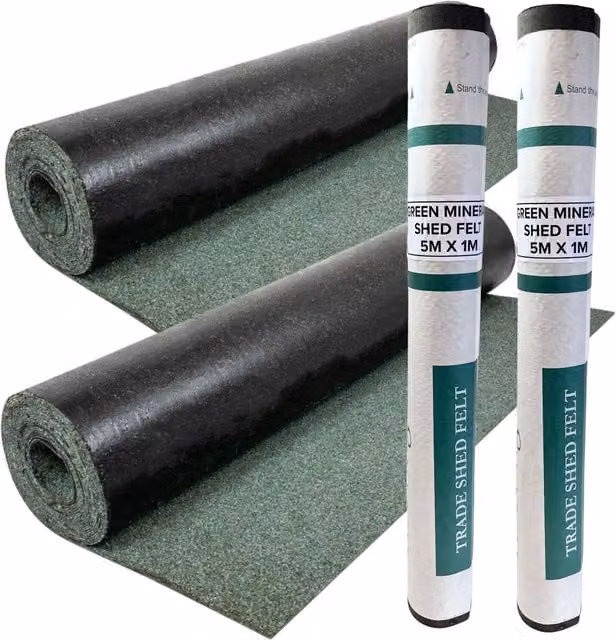 NOVECRAFTO 2 Rolls Standard Grade Shed Roofing Felt, Green, W/D/H: 1 x 5 x 1 m