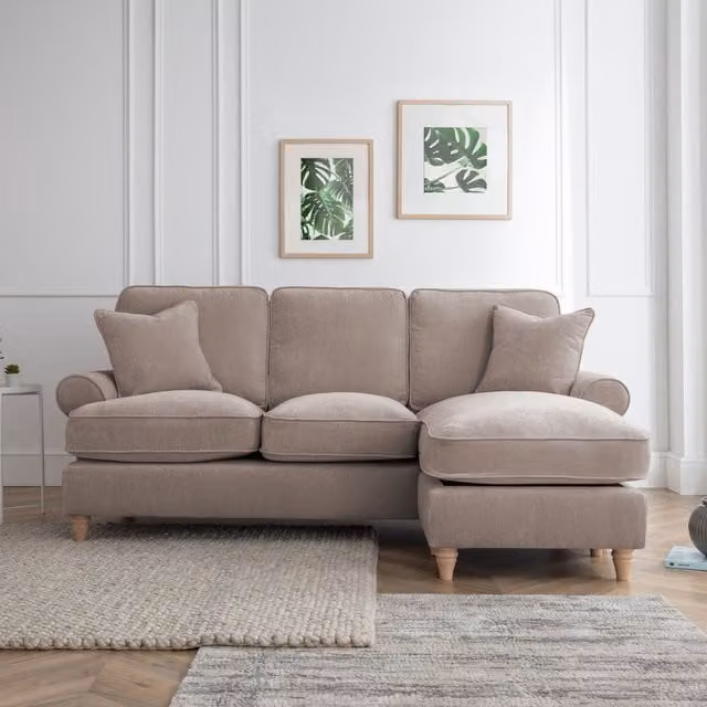 The Great Sofa Company Ezra Right Hand Velvet Chaise Sofa in Taupe