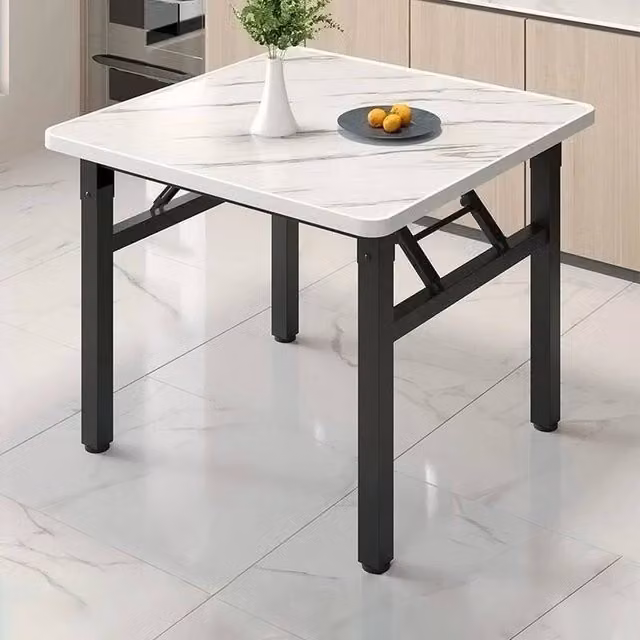 Forgevio White Marble Effect Coffee Table with Folding Top, W/D/H: 80 x 80 x 50 cm – 1