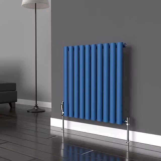 Lux Heat Oval Horizontal Coloured Radiator in Galaxy Blue, W: 600 mm, H: 540 mm