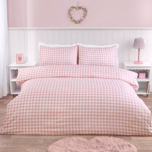My Home Maisie Pink Checked Breathable Duvet Set, W/D/H: 140 x 200 cm