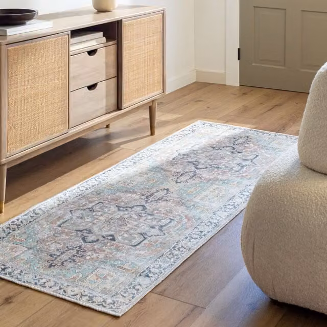 Livabliss Kemer Washable Vintage Boho Living and Dining Room Rug in Green, Blue and Brown, W: 160 cm, D: 215 cm – 1