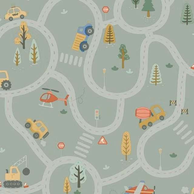 Holden Decor Roundabout Road Abstract Textured Wallpaper in Multicolour and Green