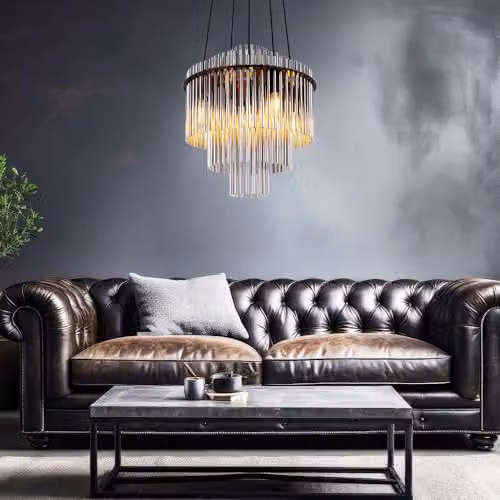 Globo Lighting Modern Round Pendant Lamp with Smoke Glass and Black Metal, W/D/H: 40 x 40 x 40 cm – 2