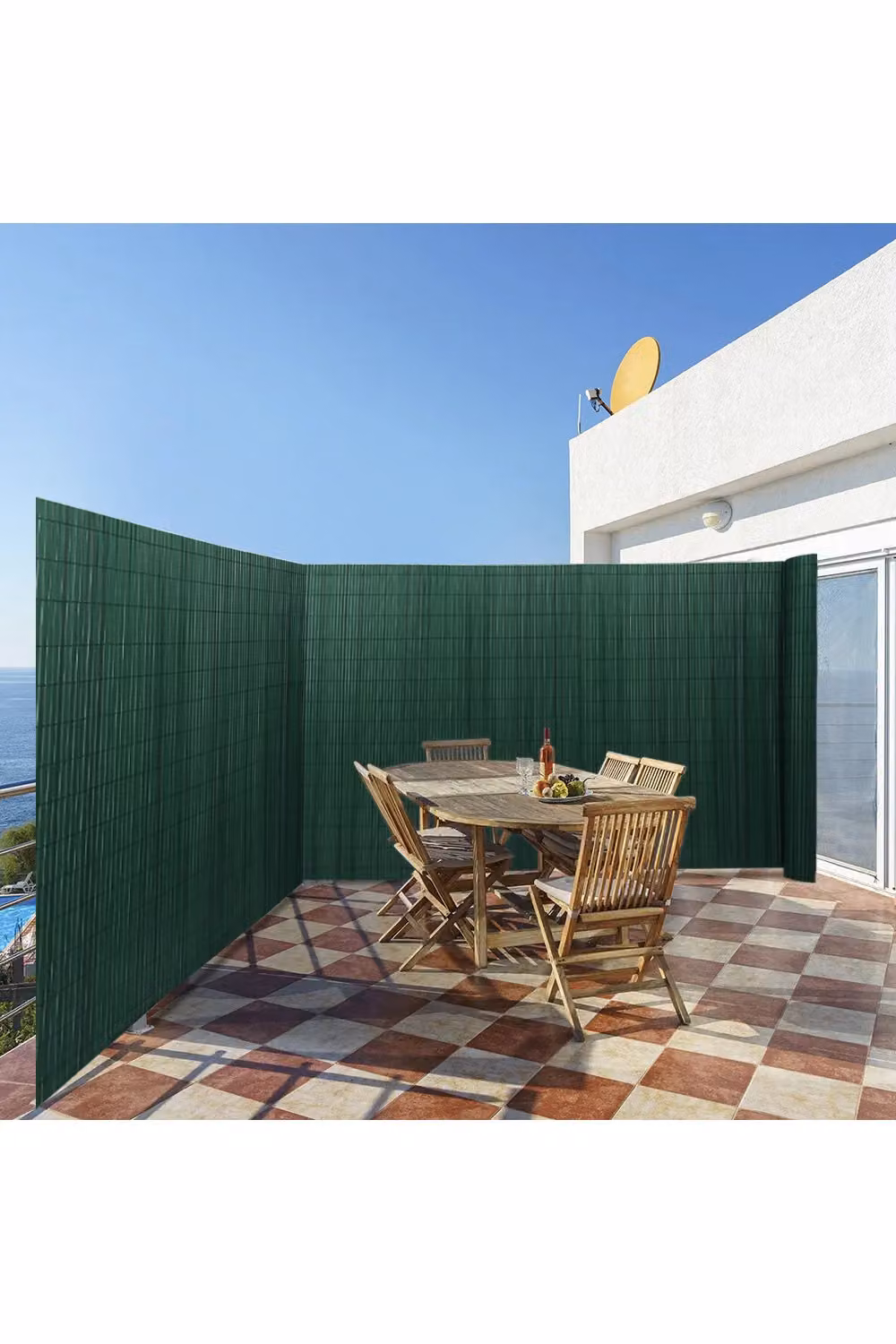 Living and Home Green PVC Opaque Decorative Privacy Fence Mat, W: 3 m, H: 1.5 m – 2