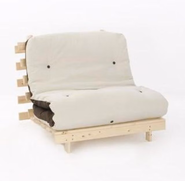 Comfy Living Chocolate and Cream Premium Luxury Futon Sofa Bed with Solid Wood Frame, W/D/H: 75 x 190 cm