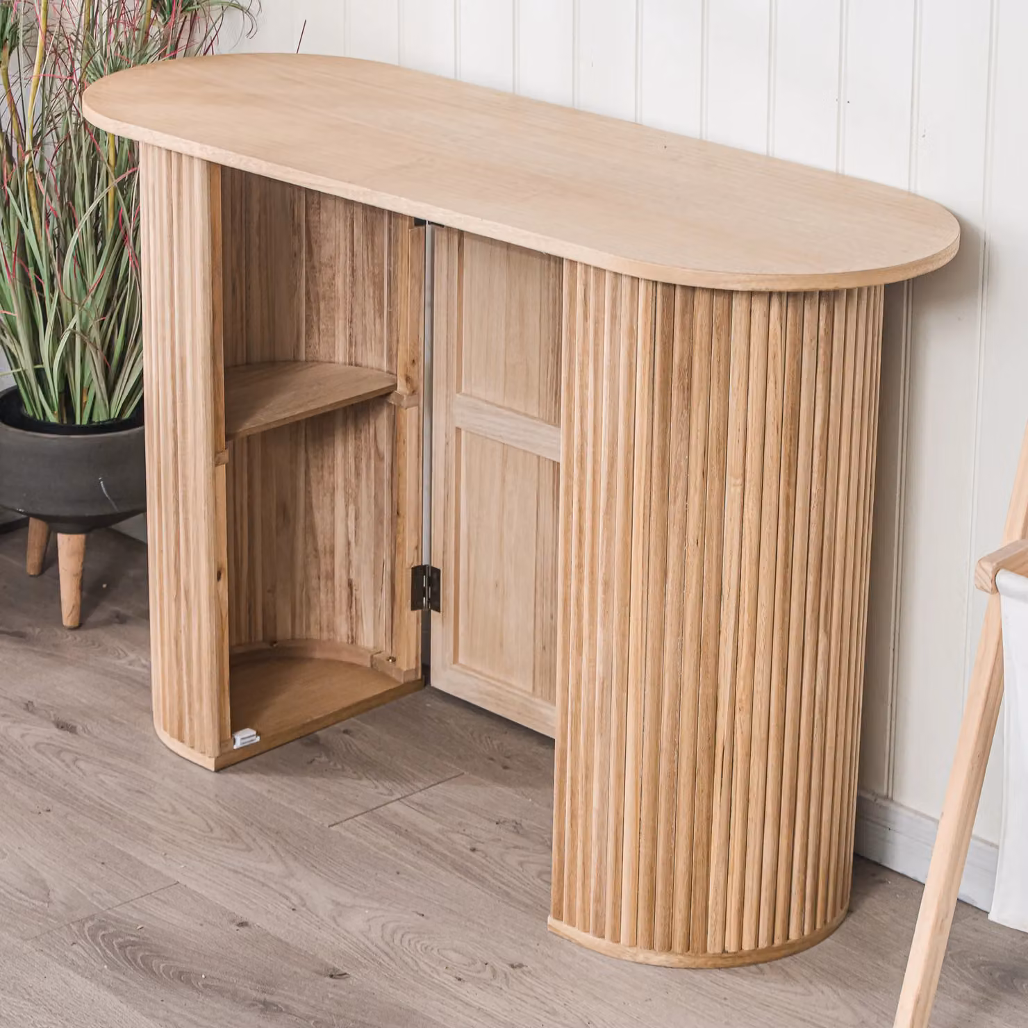 Nordlys Scandinavian Beech Wood Console Table with Storage in Brown, W/D/H: 110 x 74 x 40 cm – 2