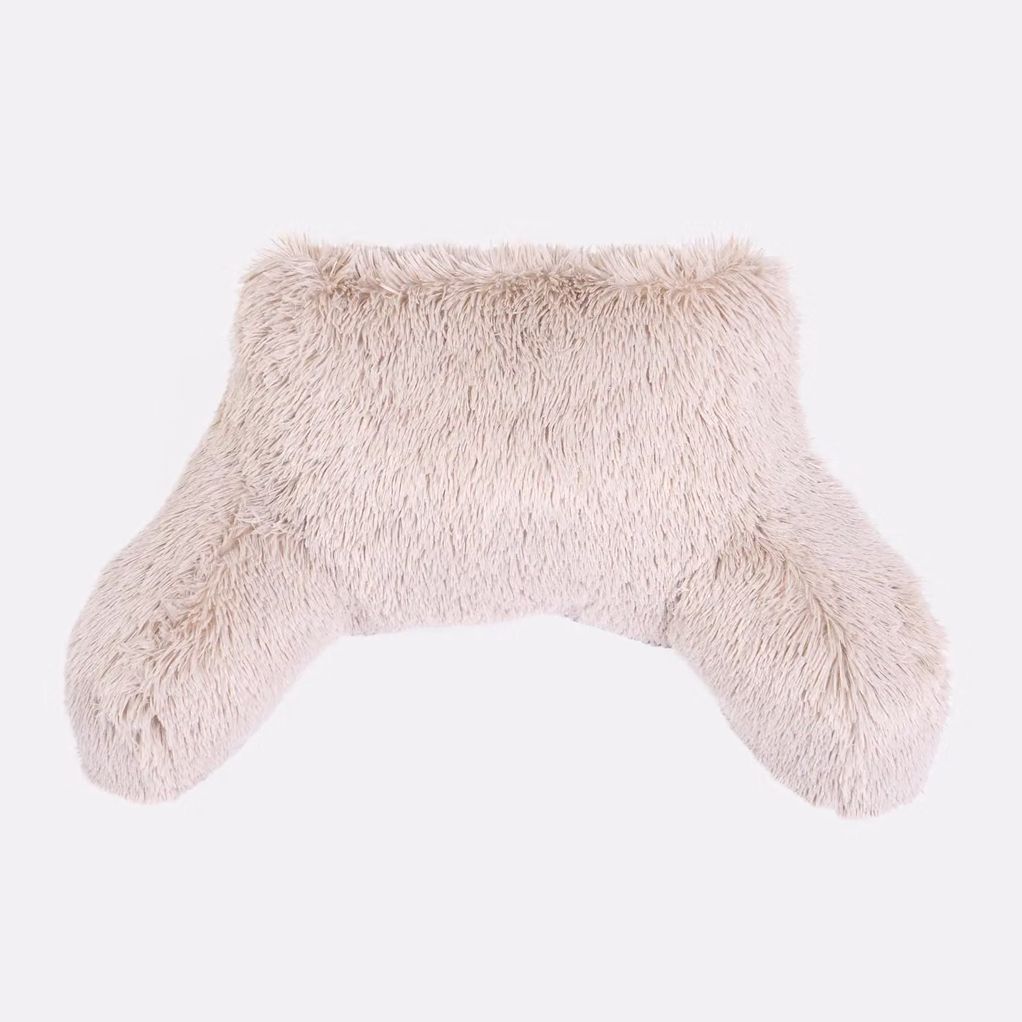 OHS Fluffy Fleece Reading Cushion with Arms and Lumbar Support in Natural Beige, W/D/H: 65 x 40 x 40 cm – 2