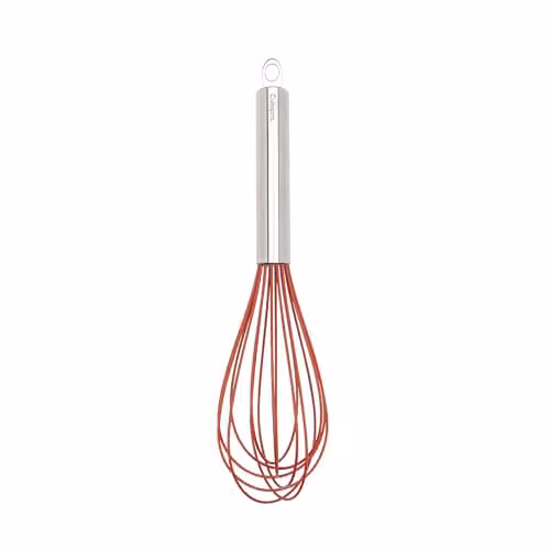 Cuisipro Red Silicone and Stainless Steel Round Balloon Whisk with Hanging Loop, Heat Resistant and Non-Scratch, Length: 30.5 cm