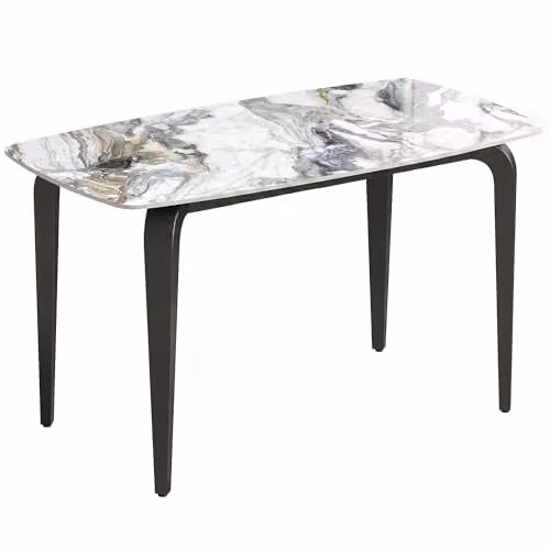 HOMCOM Modern Rectangular Dining Table for 4 with White Ceramic Tabletop, W/D/H: 130 x 70 x 75 cm – 1