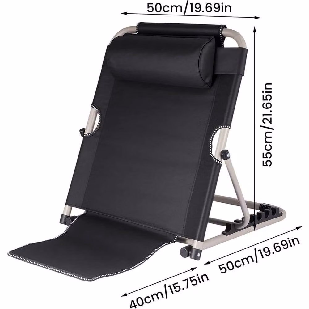 NESTLUNE Folding Bed Backrest Steel Support Frame with Headrest, 6-Position Angle Adjustment, Black – 2