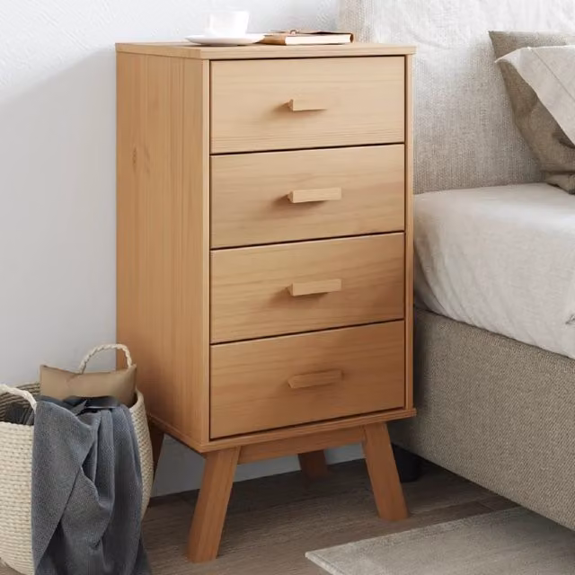 Berkfield Home Olden Bedside Cabinet in Brown Solid Pine Wood