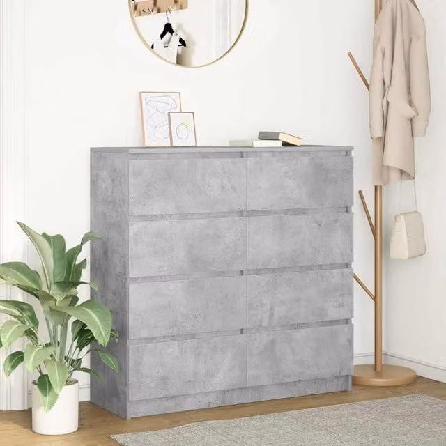 Berkfield Home Minimalist Sideboard in Concrete Grey, W/D/H: 100 x 35 x 99 cm – 1