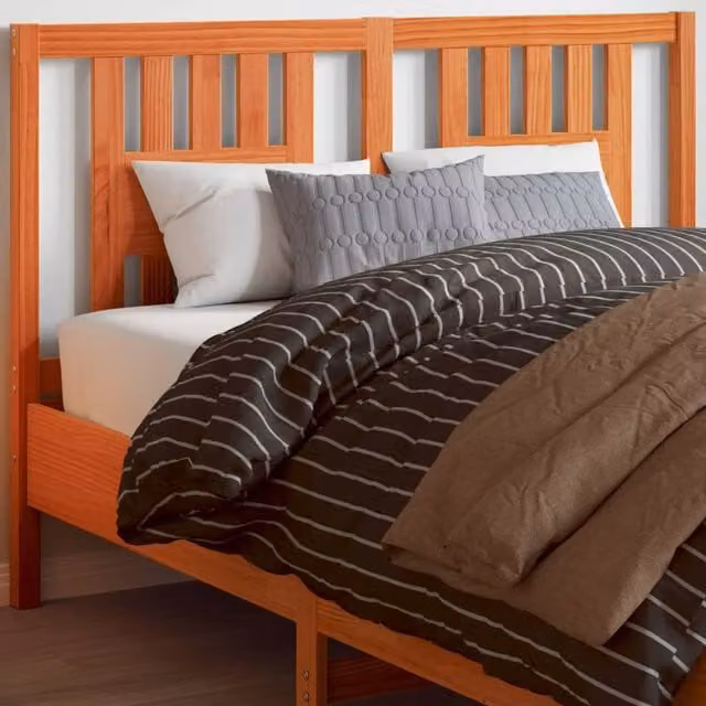 Berkfield Home Rustic Solid Wood Pine Headboard in Wax Brown, 140 cm