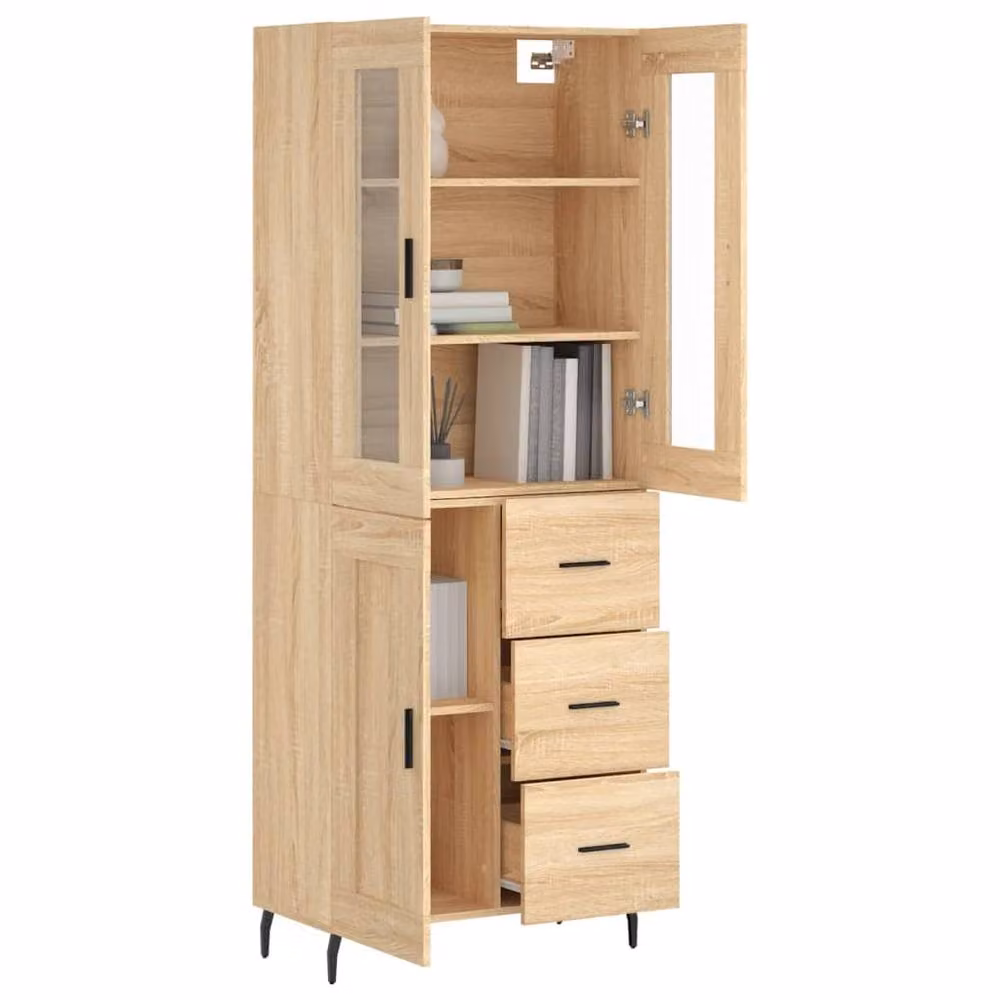Berkfield Home Sonoma Oak Highboard in Light Tan, W/D/H: 69.5 x 34 x 180 cm – 3