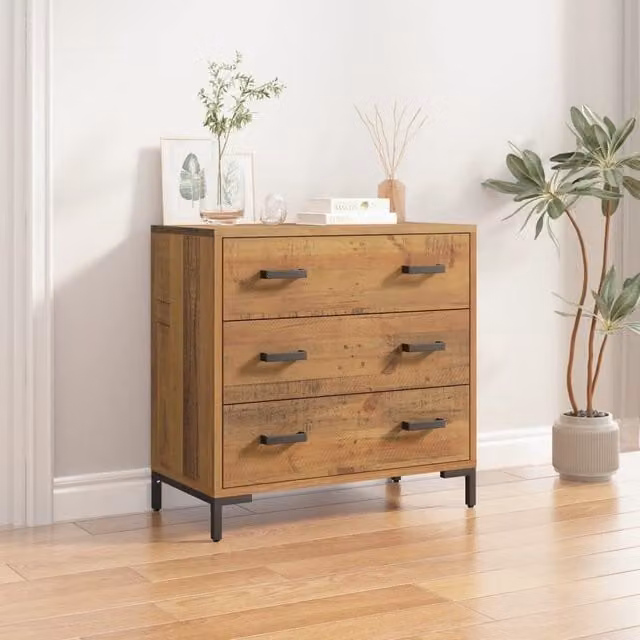 Berkfield Home Solid Pinewood Chest of Drawers in Brown, W/D/H: 75 x 35 x 70 cm – 1