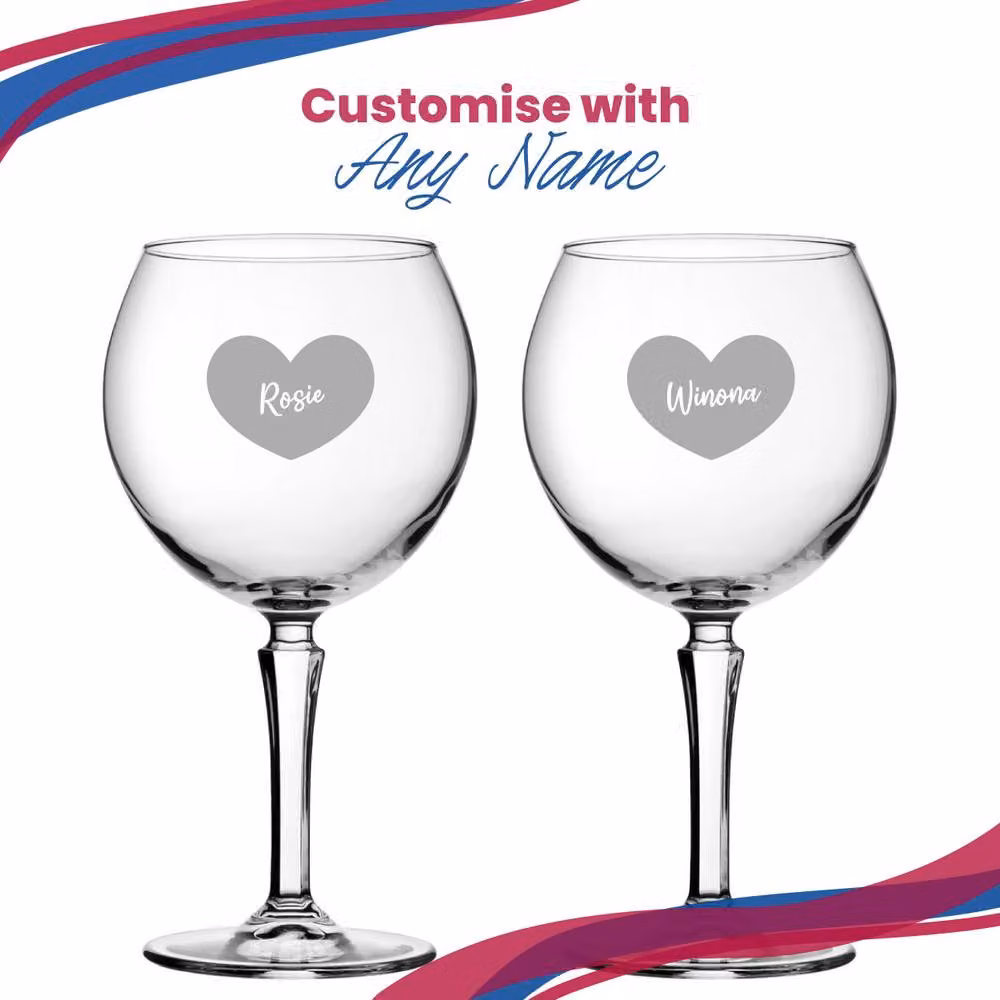 Uniqueful Personalised Hudson Gin Balloon Cocktail Glass with Heart Design in Clear – 3