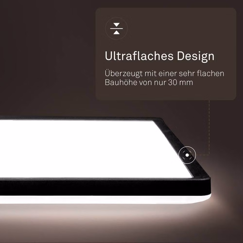 B.K.Licht Ultraslim Black 36W IP44 Up and Down Backlit LED Ceiling Panel – 3