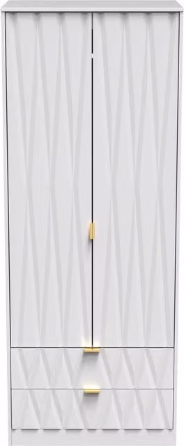 Ready Assembled 2 U Dallas White 2 Door 2 Drawer Wardrobe with Gold Metal Details
