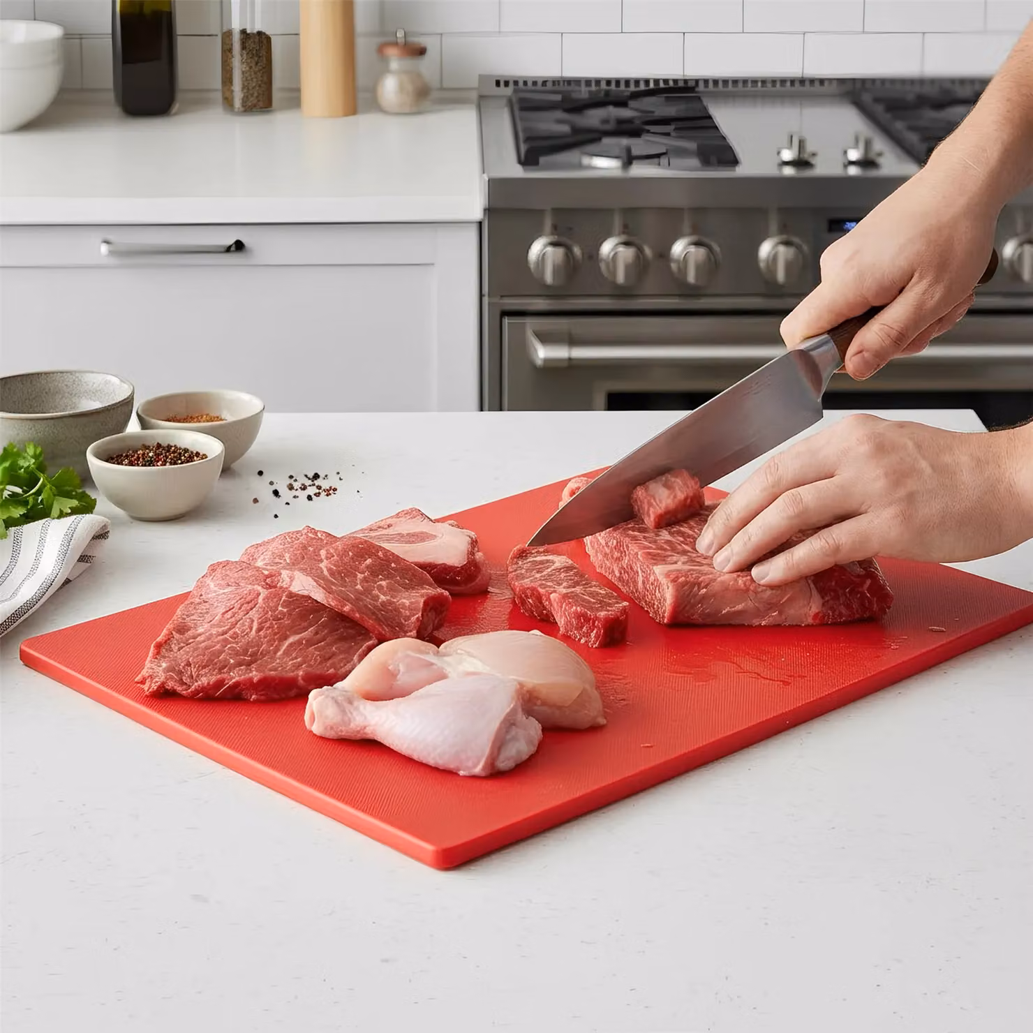 Argon Tableware Red Plastic Rectangular Chopping Board, W: 45 cm, D: 30 cm – 4