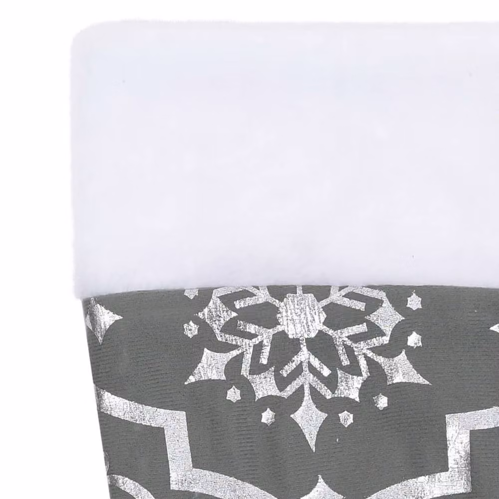 Berkfield Home Luxury Christmas Tree Skirt with Sock in Grey, Diameter: 122 cm – 4