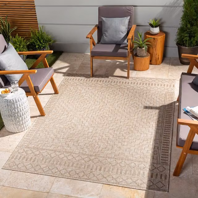 Livabliss Tuareg-Global Modern Abstract In- & Outdoor Rug in Sand and Beige, W: 200 cm, D: 275 cm