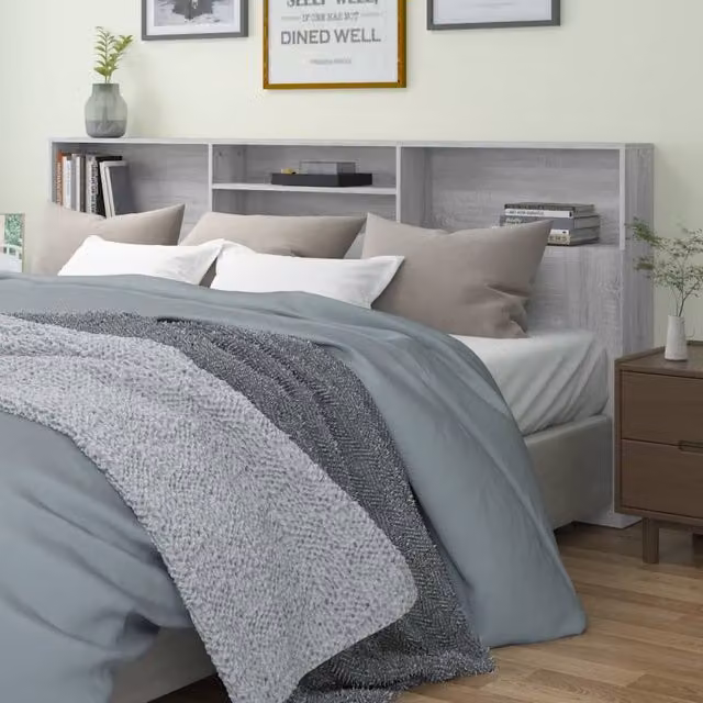 Berkfield Home Grey Sonoma Headboard Cabinet with W: 220 cm, D: 19 cm, H: 103.5 cm