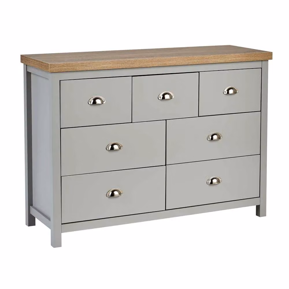 Home Source Avon 7 Drawer Chest Grey Bedroom Storage Unit – 3