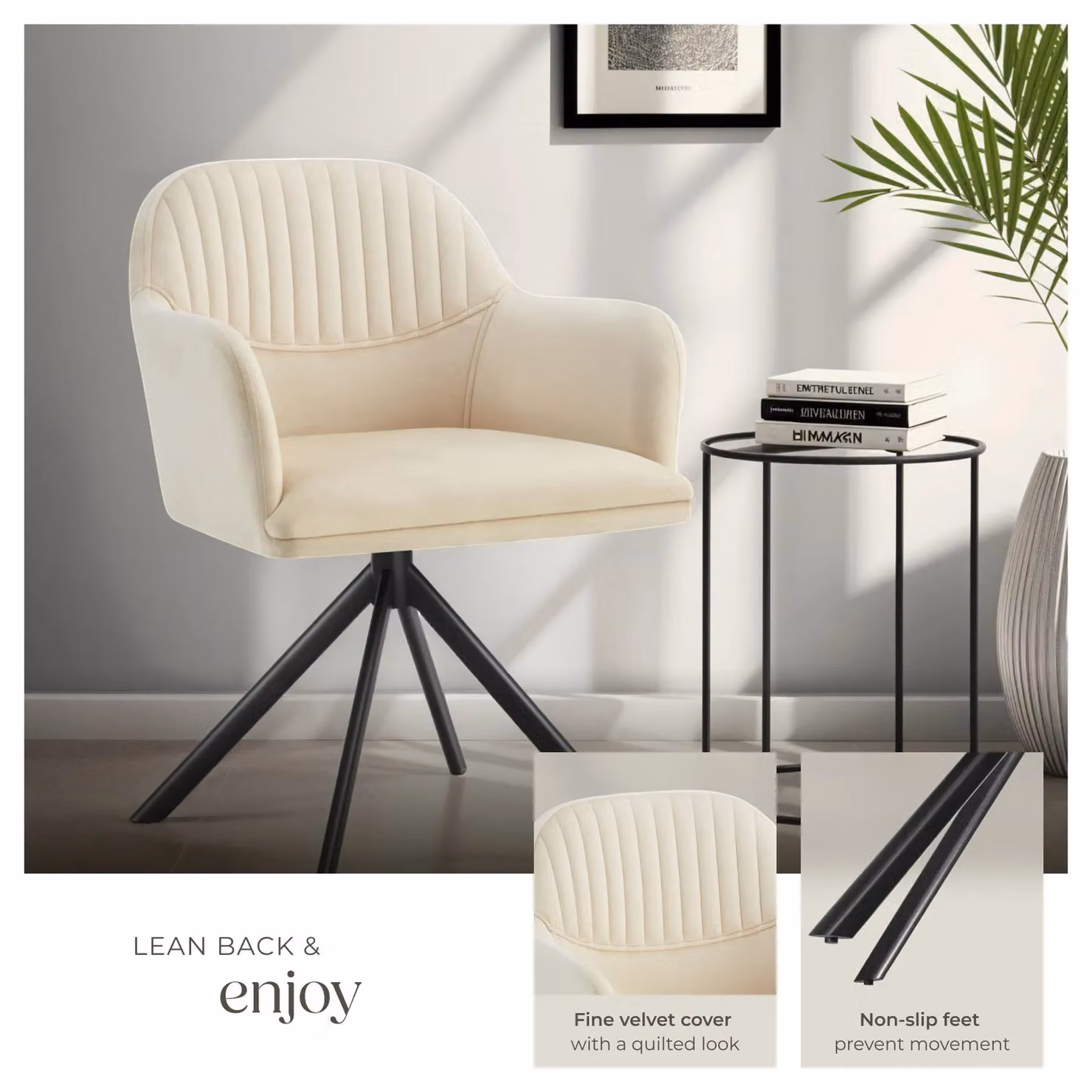 tectake Lona Armchair Set of 6 in Cream and Black – 3