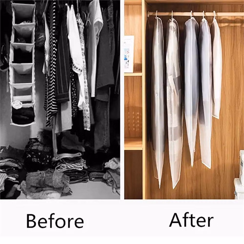 Nordara Hanging Suit Bag Clothes Cover Dust Protector with Zip, White, W: 60 cm, H: 100 cm – 4