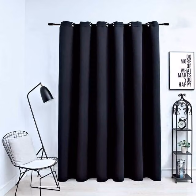 Berkfield Home Blackout Curtain with Eyelets, Black, W: 290 cm, H: 245 cm – 1