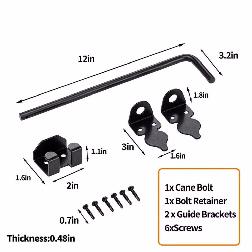VOGREX 12 inch Black Iron Cane Drop Down Bolt for Doors, Gates, Garages and Sheds – 2