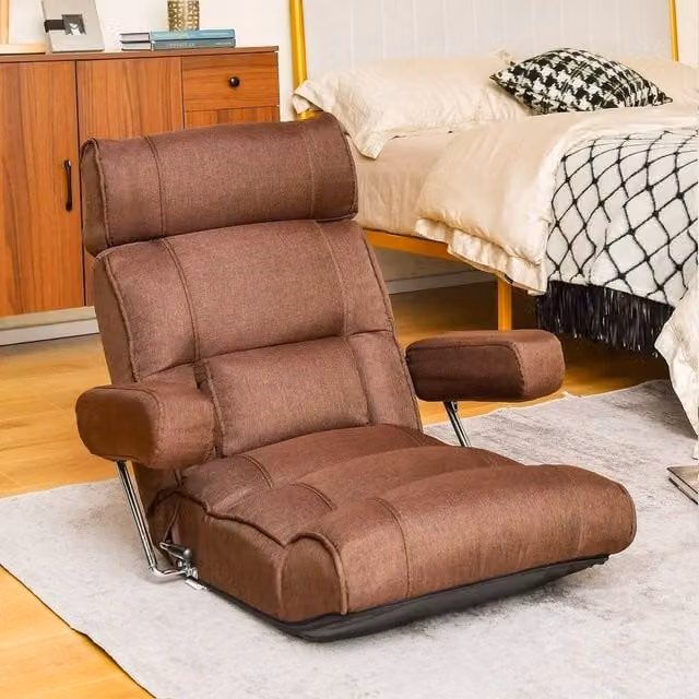 EONLION Ergonomic Folding Floor Sofa Chair in Brown – 1