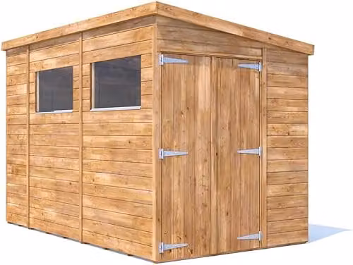 Dunster House Overlord Modular Wooden Garden Shed with Pent Roof and Window, Brown, W: 3 m, D: 1.8 m, H: 2.04 m