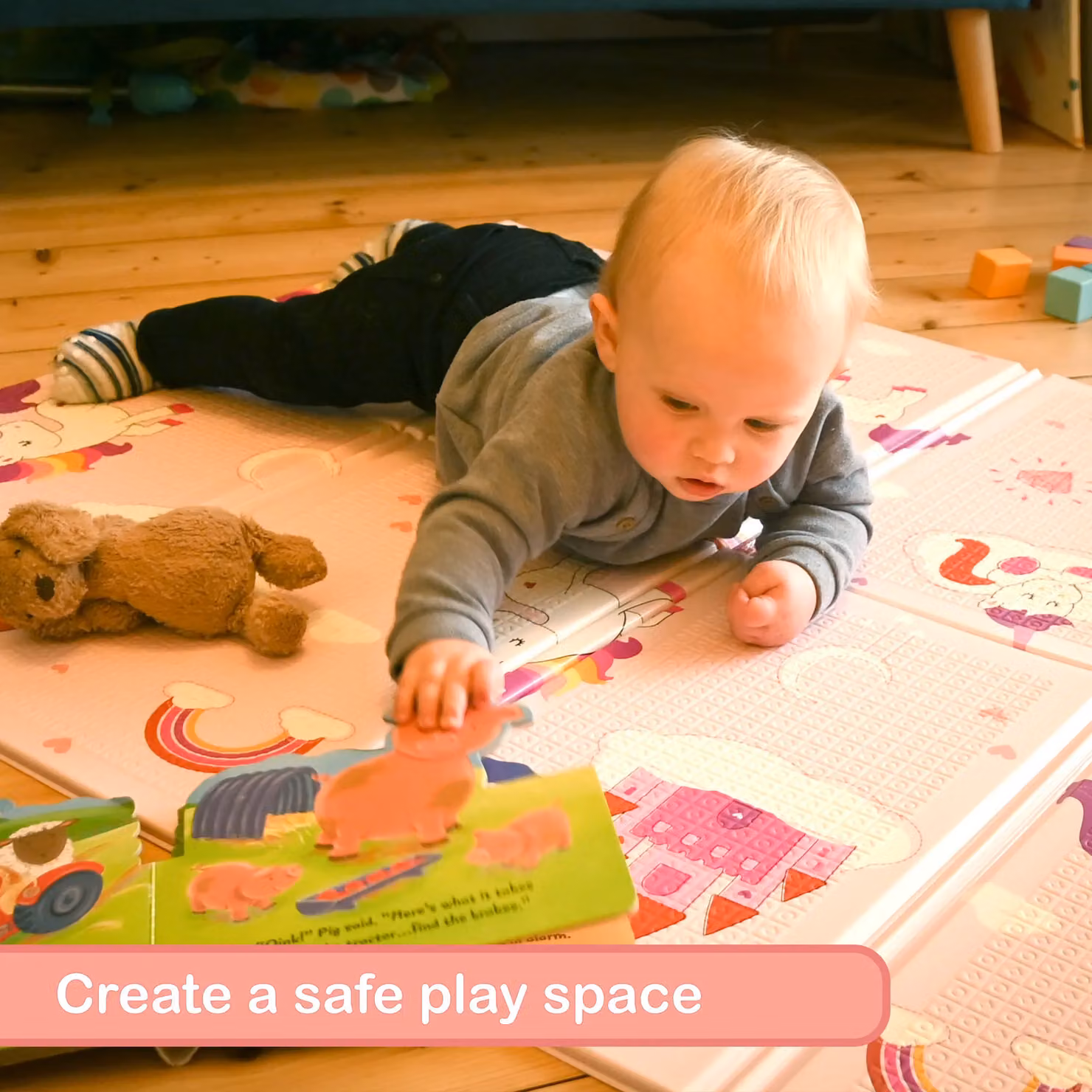 KandyToys Foldable Pink Foam Baby Play Mat, W/D: 120 x 90 cm – 3